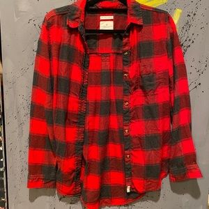Red Plaid Button Down Shirt